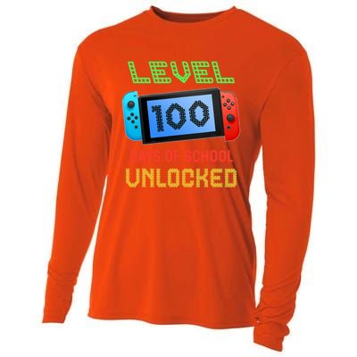 Level 100 Day Of School Unlocked Gaming Smarter Gamer Gift Cooling Performance Long Sleeve Crew