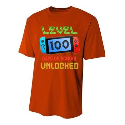 Level 100 Day Of School Unlocked Gaming Smarter Gamer Gift Performance Sprint T-Shirt