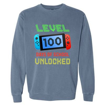 Level 100 Day Of School Unlocked Gaming Smarter Gamer Gift Garment-Dyed Sweatshirt