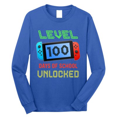 Level 100 Day Of School Unlocked Gaming Smarter Gamer Gift Long Sleeve Shirt