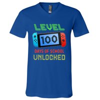 Level 100 Day Of School Unlocked Gaming Smarter Gamer Gift V-Neck T-Shirt