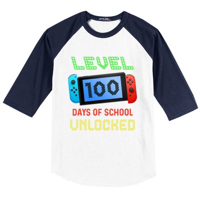 Level 100 Day Of School Unlocked Gaming Smarter Gamer Gift Baseball Sleeve Shirt