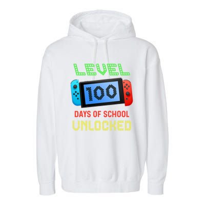 Level 100 Day Of School Unlocked Gaming Smarter Gamer Gift Garment-Dyed Fleece Hoodie