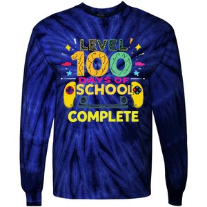 Level 100 Days Of School Complete Happy 100th Day Of School Tie-Dye Long Sleeve Shirt