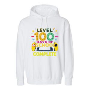 Level 100 Days Of School Complete Happy 100th Day Of School Garment-Dyed Fleece Hoodie