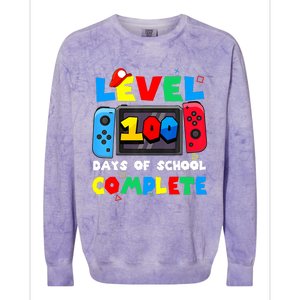 Level 100 Days Of School Complete Gamer Video Games Colorblast Crewneck Sweatshirt