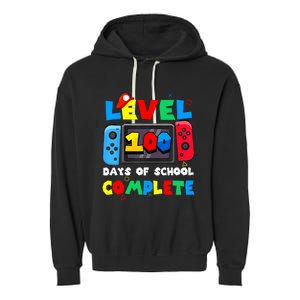 Level 100 Days Of School Complete Gamer Video Games Garment-Dyed Fleece Hoodie