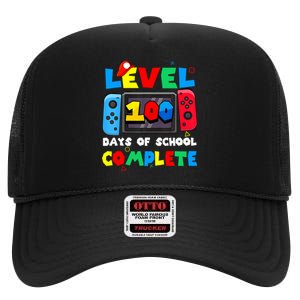 Level 100 Days Of School Complete Gamer Video Games High Crown Mesh Back Trucker Hat