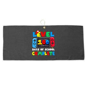 Level 100 Days Of School Complete Gamer Video Games Large Microfiber Waffle Golf Towel