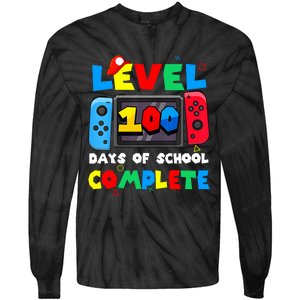 Level 100 Days Of School Complete Gamer Video Games Tie-Dye Long Sleeve Shirt