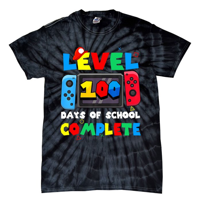 Level 100 Days Of School Complete Gamer Video Games Tie-Dye T-Shirt