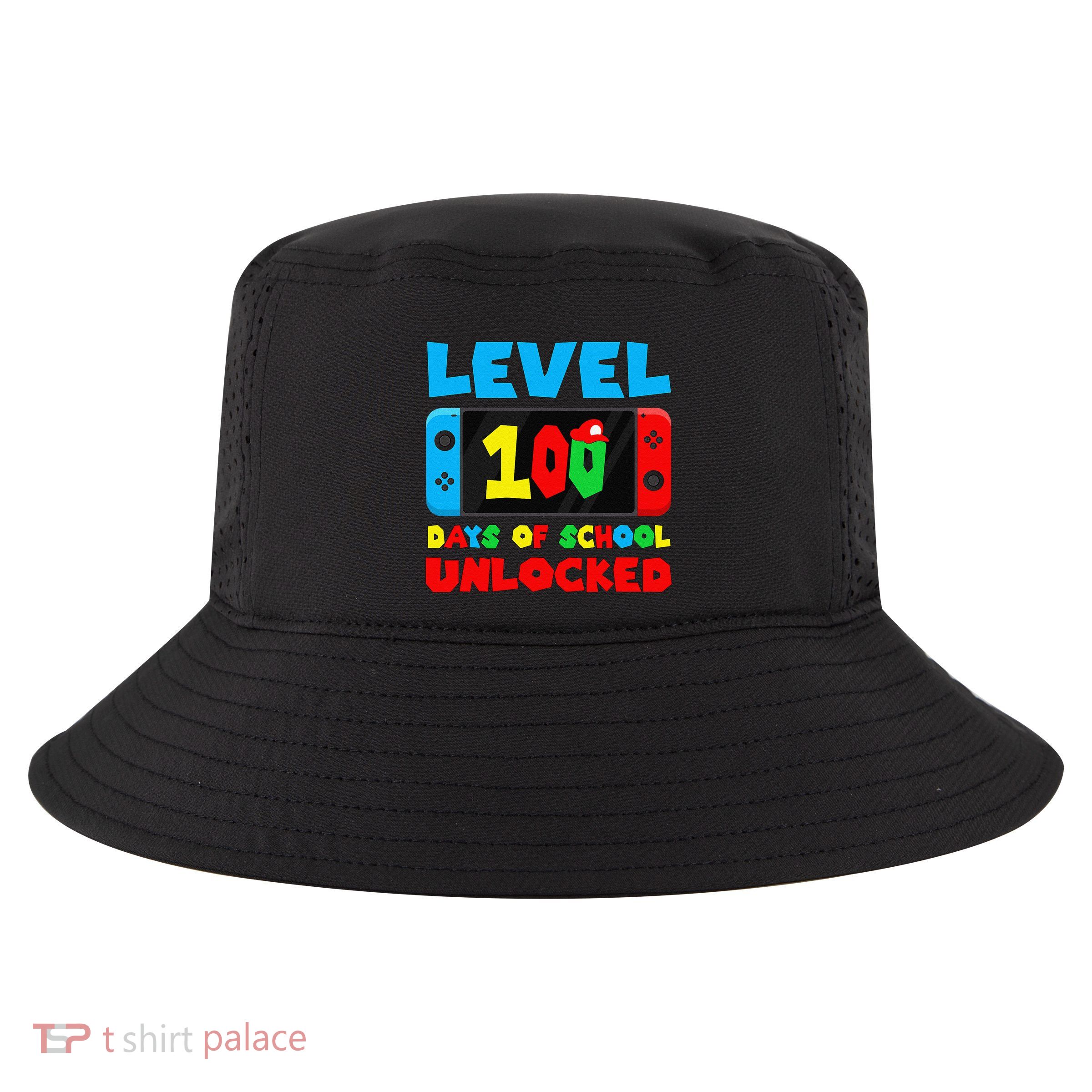 Level 100 Days Of School Unlocked Video Games Gamer Cool Comfort Performance Bucket Hat