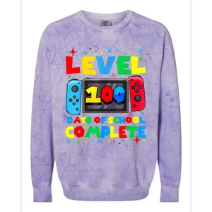 Level 100 Days Of School Complete Gamer Video Games Boy Colorblast Crewneck Sweatshirt