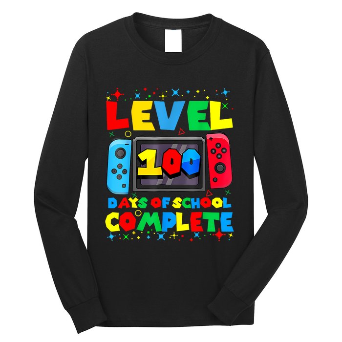 Level 100 Days Of School Complete Gamer Video Games Boy Long Sleeve Shirt