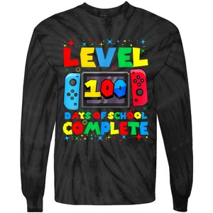 Level 100 Days Of School Complete Gamer Video Games Boy Tie-Dye Long Sleeve Shirt