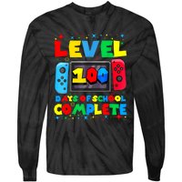 Level 100 Days Of School Complete Gamer Video Games Boy Tie-Dye Long Sleeve Shirt