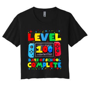 Level 100 Days Of School Complete Gamer Video Games Boy Women's Crop Top Tee