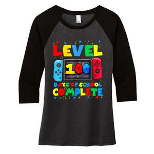 Level 100 Days Of School Complete Gamer Video Games Boy Women's Tri-Blend 3/4-Sleeve Raglan Shirt