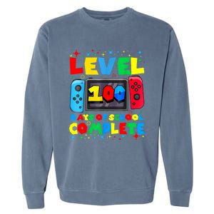 Level 100 Days Of School Complete Gamer Video Games Boy Garment-Dyed Sweatshirt