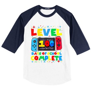 Level 100 Days Of School Complete Gamer Video Games Boy Baseball Sleeve Shirt