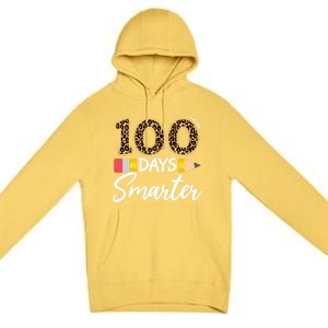 Leopard 100 Days Smarter Teacher Student 100th Day Of School Gift Premium Pullover Hoodie