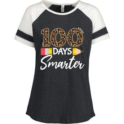 Leopard 100 Days Smarter Teacher Student 100th Day Of School Gift Enza Ladies Jersey Colorblock Tee