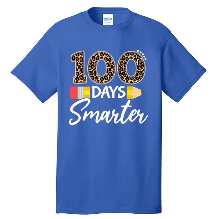 Leopard 100 Days Smarter Teacher Student 100th Day Of School Gift Tall T-Shirt