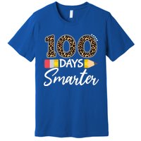 Leopard 100 Days Smarter Teacher Student 100th Day Of School Gift Premium T-Shirt