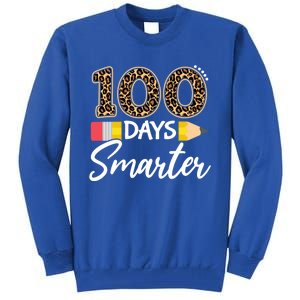 Leopard 100 Days Smarter Teacher Student 100th Day Of School Gift Tall Sweatshirt