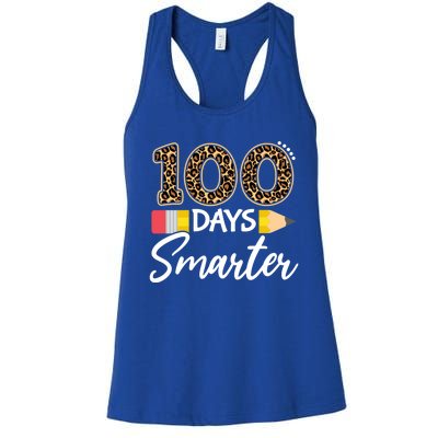 Leopard 100 Days Smarter Teacher Student 100th Day Of School Gift Women's Racerback Tank