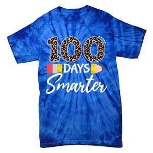 Leopard 100 Days Smarter Teacher Student 100th Day Of School Gift Tie-Dye T-Shirt