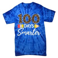 Leopard 100 Days Smarter Teacher Student 100th Day Of School Gift Tie-Dye T-Shirt