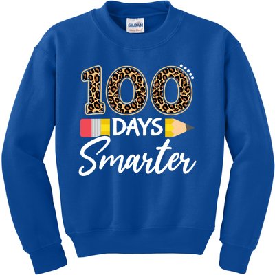 Leopard 100 Days Smarter Teacher Student 100th Day Of School Gift Kids Sweatshirt