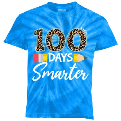 Leopard 100 Days Smarter Teacher Student 100th Day Of School Gift Kids Tie-Dye T-Shirt