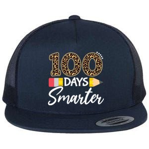 Leopard 100 Days Smarter Teacher Student 100th Day Of School Gift Flat Bill Trucker Hat