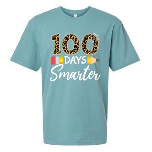 Leopard 100 Days Smarter Teacher Student 100th Day Of School Gift Sueded Cloud Jersey T-Shirt