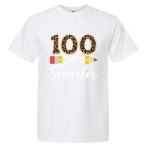 Leopard 100 Days Smarter Teacher Student 100th Day Of School Gift Garment-Dyed Heavyweight T-Shirt