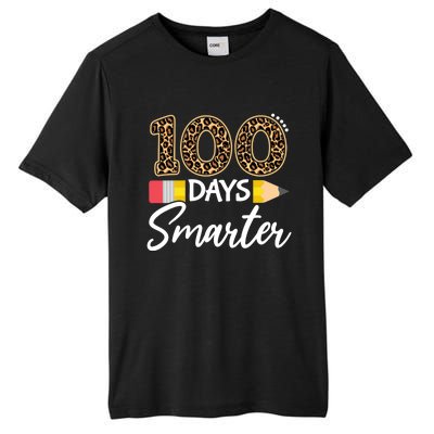 Leopard 100 Days Smarter Teacher Student 100th Day Of School Cute Gift Tall Fusion ChromaSoft Performance T-Shirt