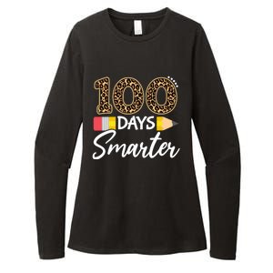 Leopard 100 Days Smarter Teacher Student 100th Day Of School Cute Gift Womens CVC Long Sleeve Shirt