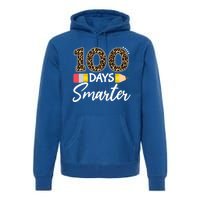 Leopard 100 Days Smarter Teacher Student 100th Day Of School Cute Gift Premium Hoodie