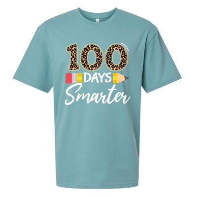 Leopard 100 Days Smarter Teacher Student 100th Day Of School Cute Gift Sueded Cloud Jersey T-Shirt