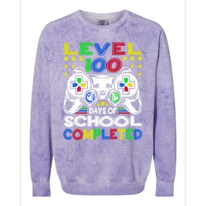 Level 100 Days Of School Completed 100th Day Gamer Boys Kids Colorblast Crewneck Sweatshirt