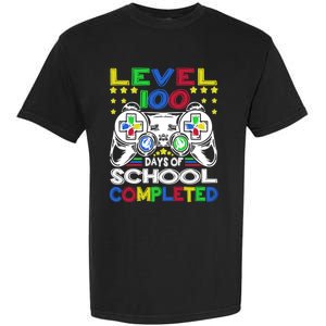 Level 100 Days Of School Completed 100th Day Gamer Boys Kids Garment-Dyed Heavyweight T-Shirt