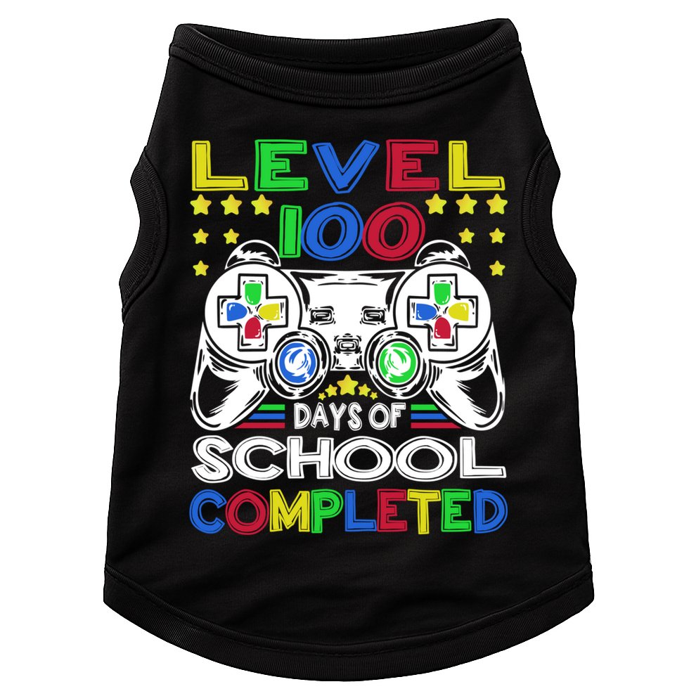 Level 100 Days Of School Completed 100th Day Gamer Boys Kids Doggie Tank