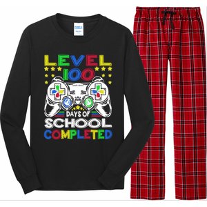 Level 100 Days Of School Completed 100th Day Gamer Boys Kids Long Sleeve Pajama Set