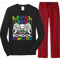 Level 100 Days Of School Completed 100th Day Gamer Boys Kids Long Sleeve Pajama Set