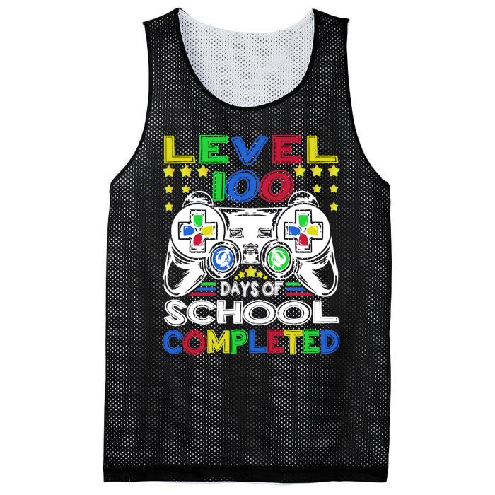 Level 100 Days Of School Completed 100th Day Gamer Boys Kids Mesh Reversible Basketball Jersey Tank