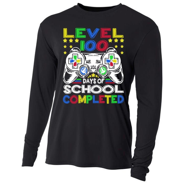 Level 100 Days Of School Completed 100th Day Gamer Boys Kids Cooling Performance Long Sleeve Crew