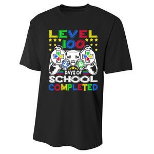 Level 100 Days Of School Completed 100th Day Gamer Boys Kids Performance Sprint T-Shirt