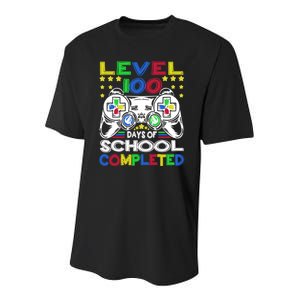 Level 100 Days Of School Completed 100th Day Gamer Boys Kids Youth Performance Sprint T-Shirt